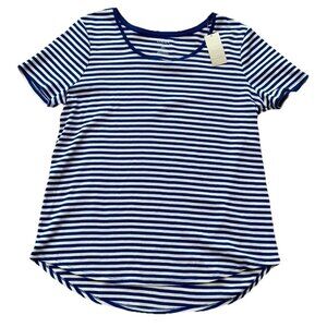Chico’s The Ultimate Tee Women’s T-shirt Blue White Striped Size 16 NWT